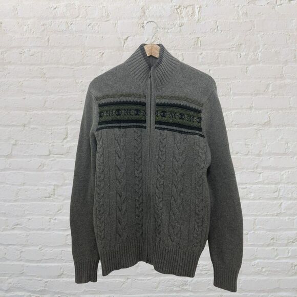 Banana Republic Merino Wool Chunky Cable Knit Cardigan Full-Zip Size L - Picture 2 of 16